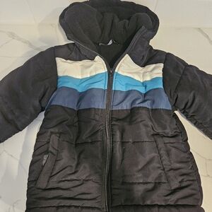 Boy's Black and Blue Hooded Jacket